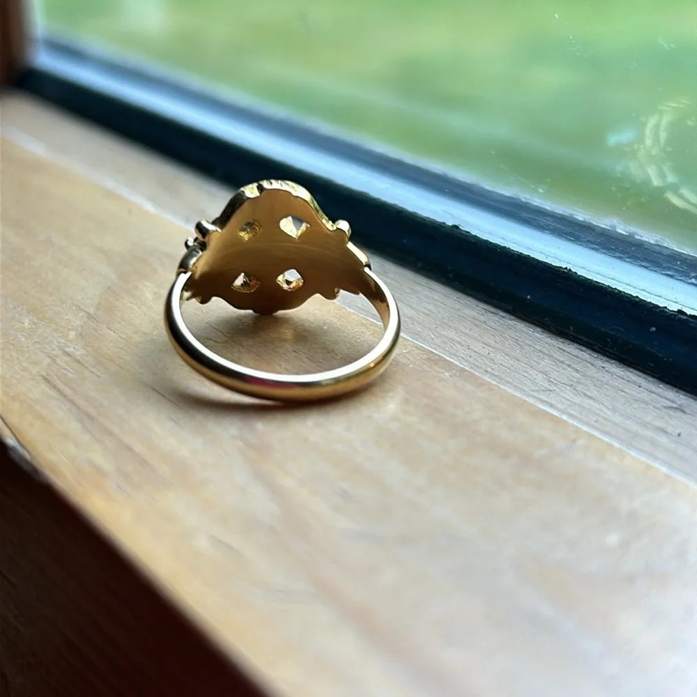 Avon Ring Faux Pearl Rhinestone Size 8 - Picture 2 of 5